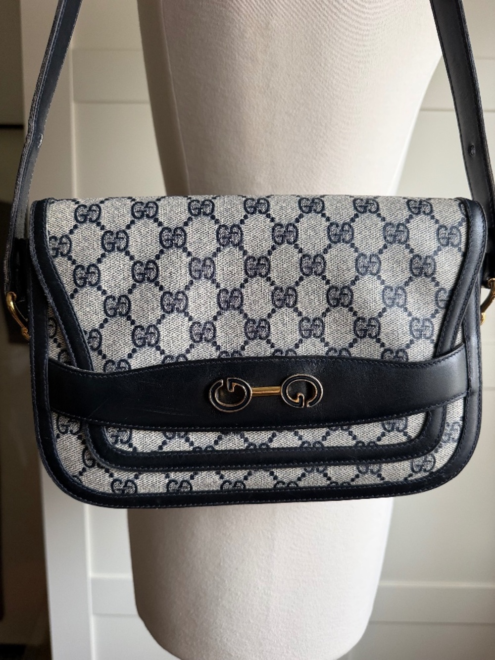 Vintage Gucci navy leather accents vinyl body - Picture 2 of 10